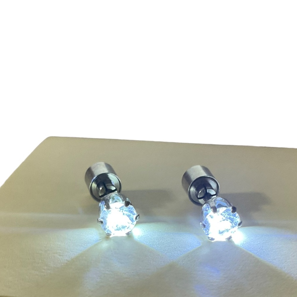 Party Favors LED Light Up Stainless Steel CZ Stud Earrings UNISEX